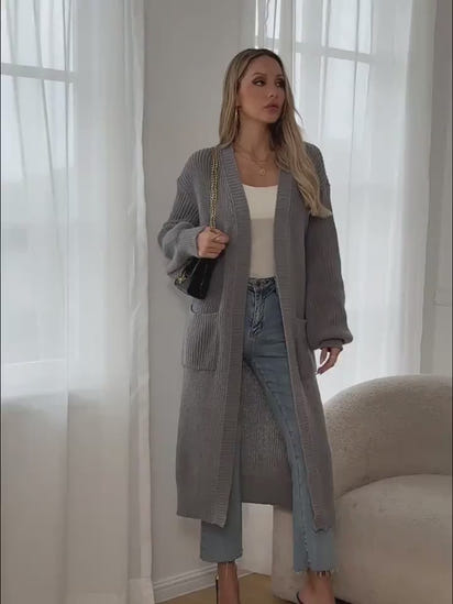 Long Knee-Length Cardigan Sweater