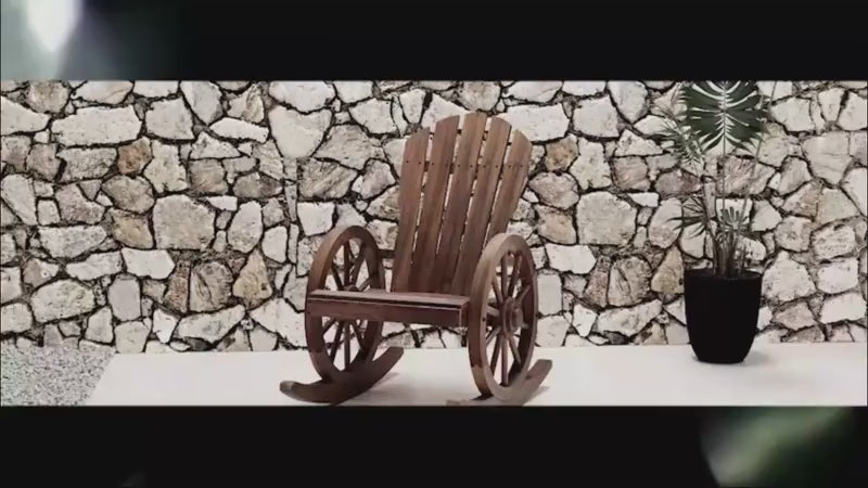Patio Wooden Wagon Wheel Rocking Chair