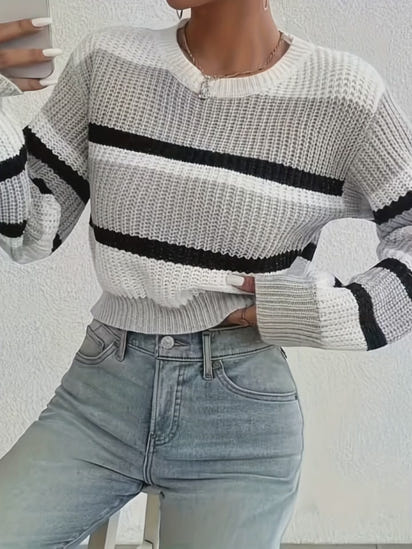 Drop Shoulder Knitted Butterfly Sleeve Sweater
