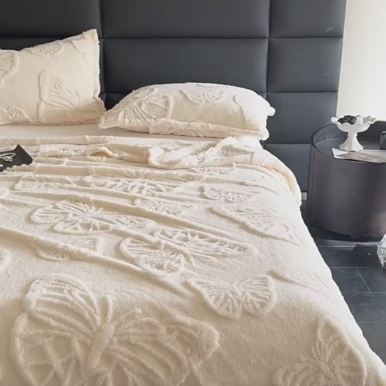 Fleece Solid Color Jacquard  Blanket