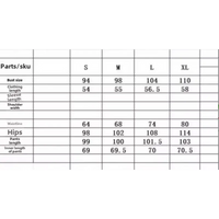 Clothing size chart.
