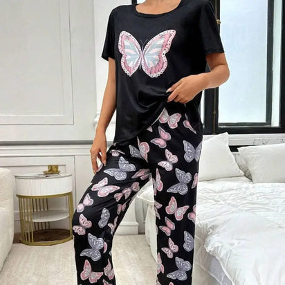 Black butterfly pajama set.