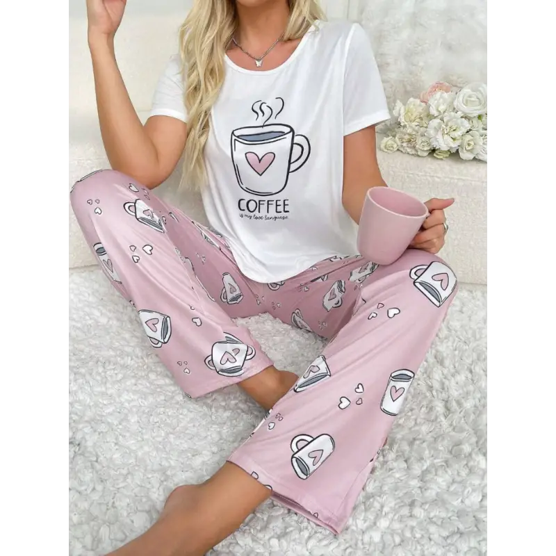 Coffee-themed pajama set.