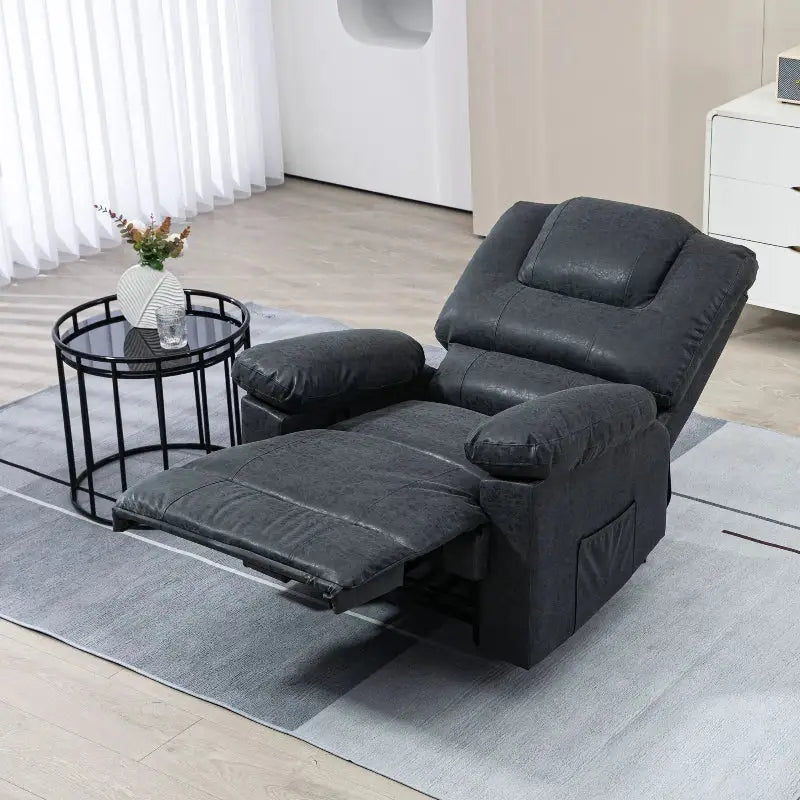 Gray leather recliner showcasing a comfortable leather reclining chair for ultimate relaxation