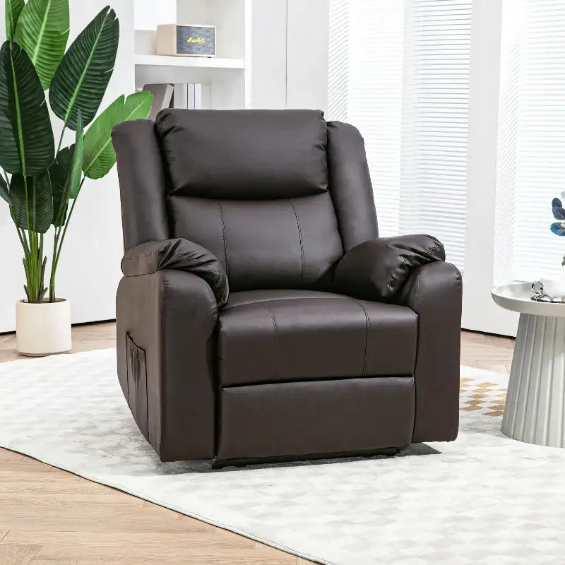 Brown Leather Reclining Chair, PU Leather Recliner, Comfortable Leather Reclining Chair
