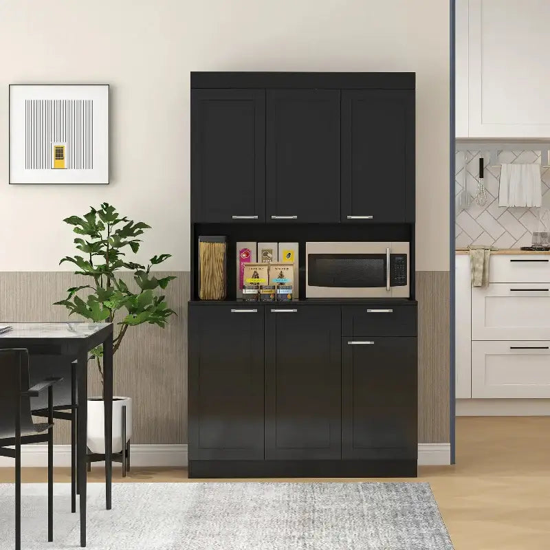 Black Kitchen Pantry Cabinet - sleek-selections