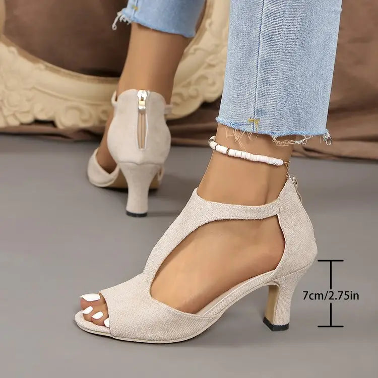 Rear Zipper High Heel Shoes - sleek-selections