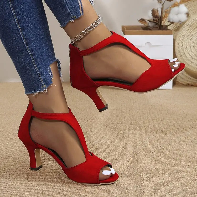Rear Zipper High Heel Shoes - sleek-selections
