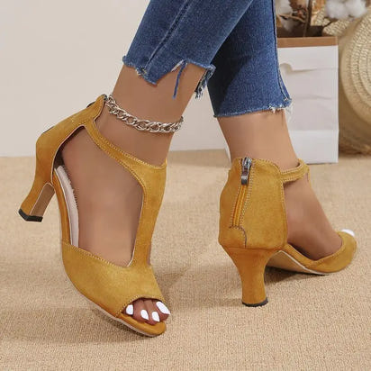 Rear Zipper High Heel Shoes - sleek-selections