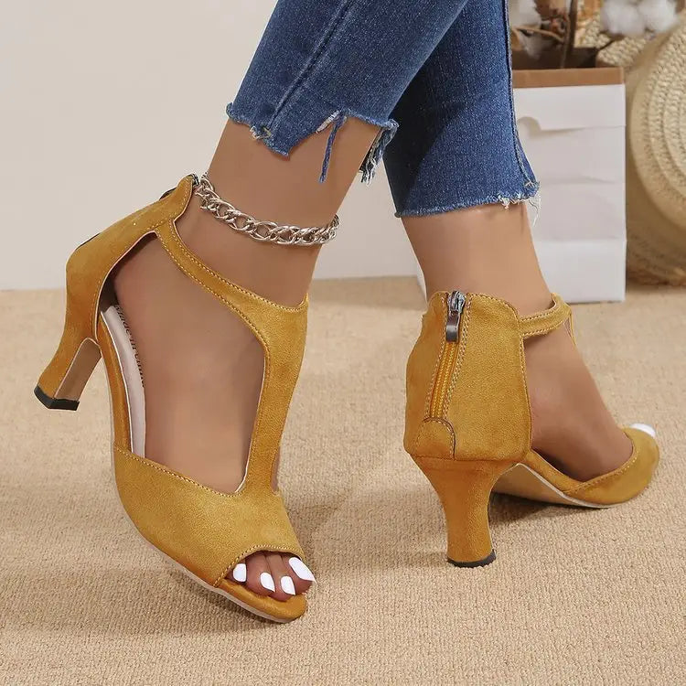 Rear Zipper High Heel Shoes - sleek-selections