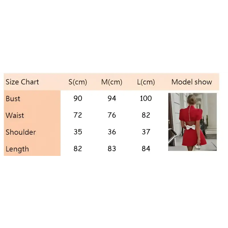Clothing size chart.