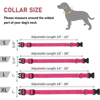 Reflective Dog Collar sizing chart for the perfect fit on your pet