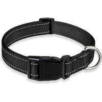Black nylon reflective dog collar displayed in the Reflective Dog Collar product image
