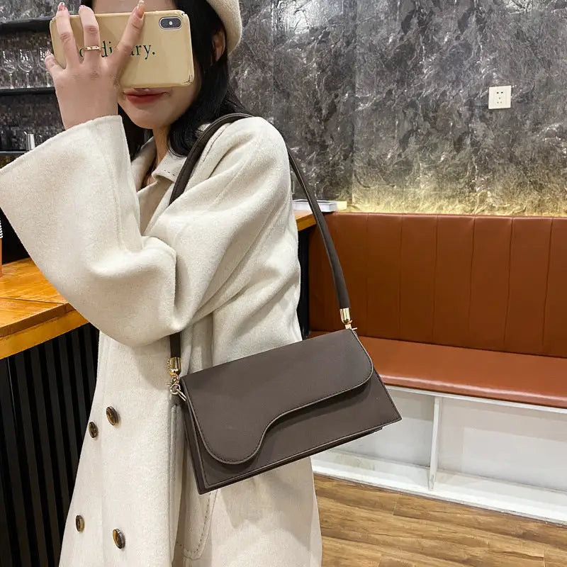 Brown shoulder bag from Retro PU Women’s Shoulder Bag collection for stylish women