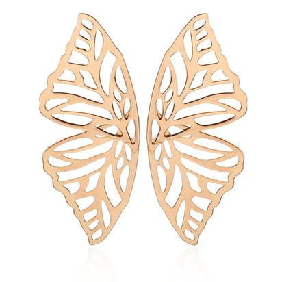 Openwork butterfly wing earrings showcasing retro charm in statement metal long drop earrings
