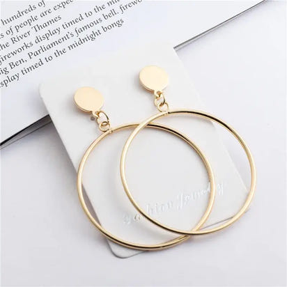 Gold hoop earrings from Retro Statement Metal Long Drop Earrings with retro charm and long drop earrings style