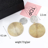 Two-tone textured disc earrings showcasing retro charm for statement metal long drop earrings