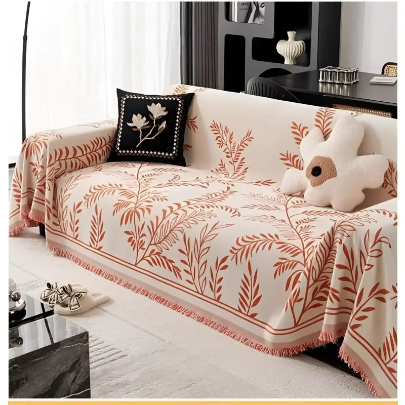 Floral patterned retro universal chenille chenille anti-slip couchcover with fringe