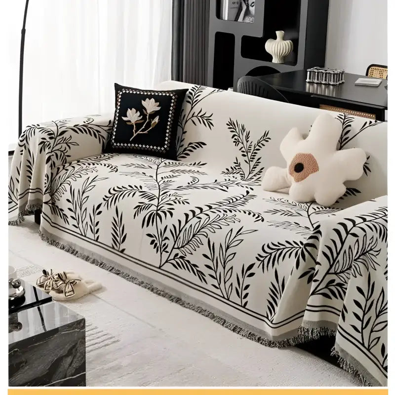 Floral patterned retro universal chenille chenille anti-slip couchcover for stylish protection