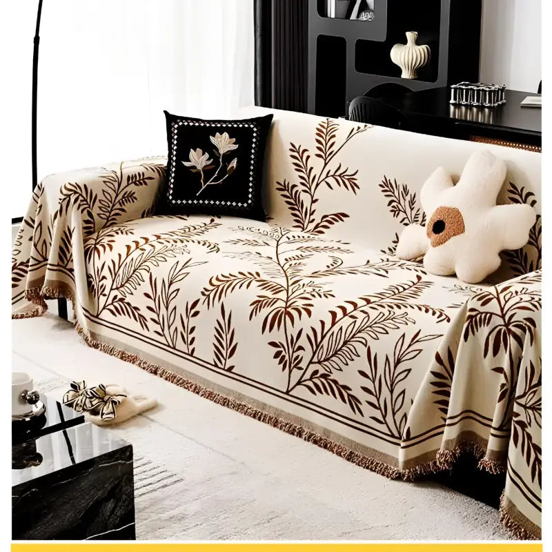 Floral patterned retro universal chenille chenille anti-slip couchcover for stylish protection