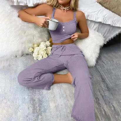 Ribbed  2 Piece Pajamas - sleek-selections
