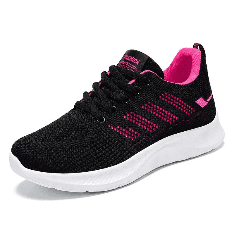 Black and pink athletic running sneakers for women designed for comfort and performance