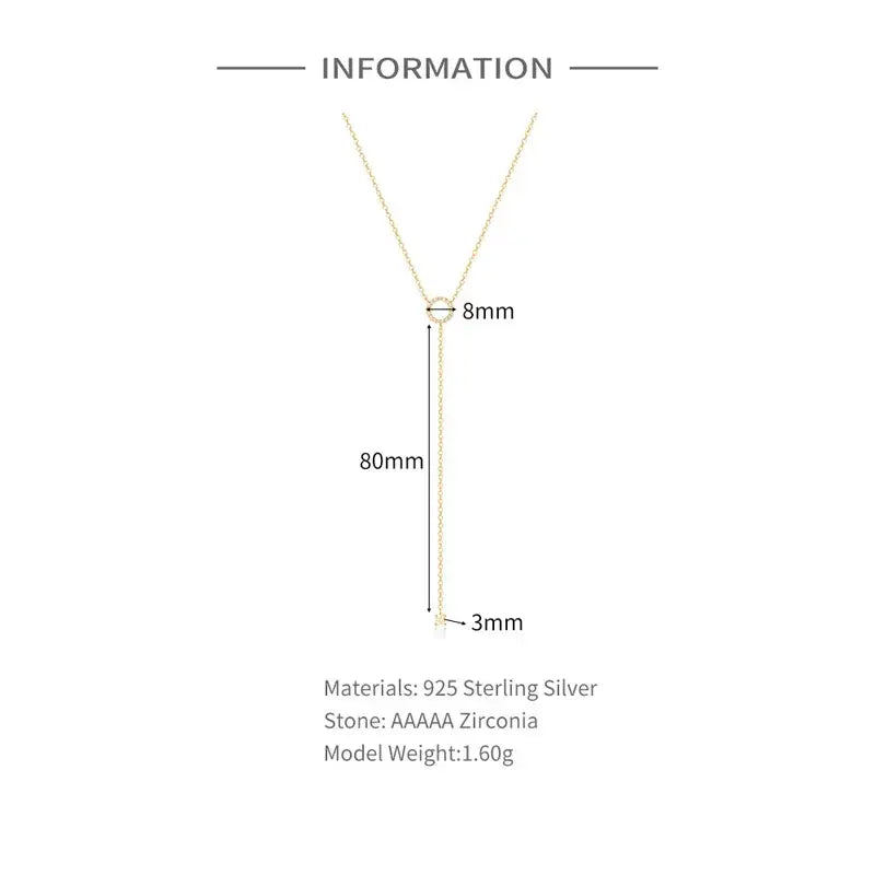 Gold-colored s925 Sterling Silver Double-Deck Circle Necklace with dimensions and details