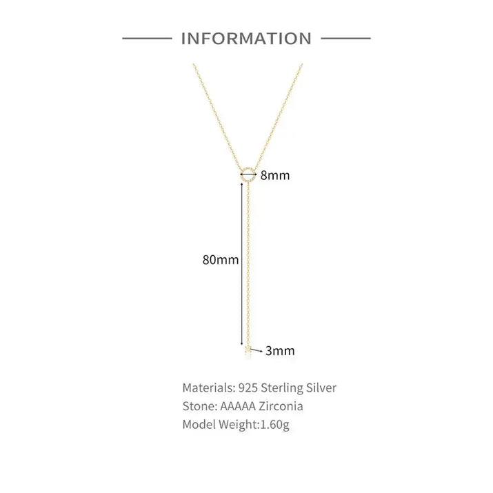 Gold-colored s925 Sterling Silver Double-Deck Circle Necklace with dimensions and details