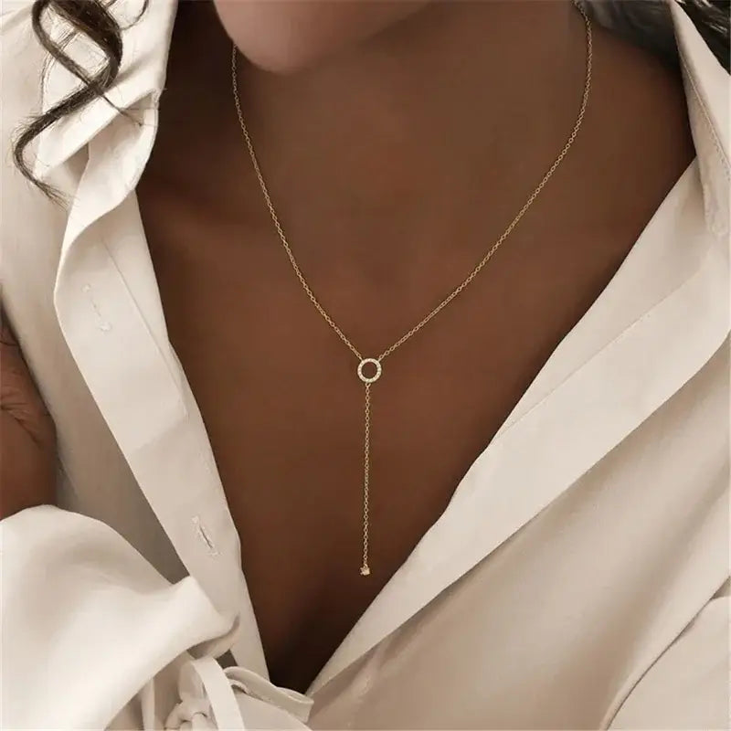 Gold-toned circle pendant necklace in s925 sterling silver silver circle necklace style