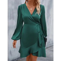 Emerald green wrap dress.