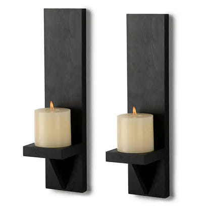 Set of 2 Woode Wall Candle Sconces - sleek-selections