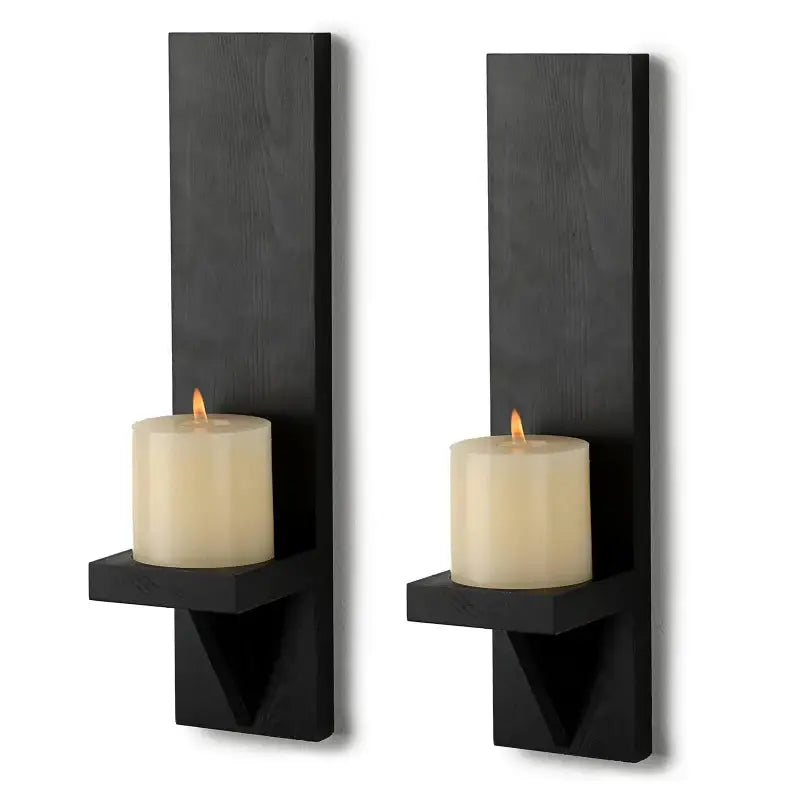 Set of 2 Woode Wall Candle Sconces - sleek-selections
