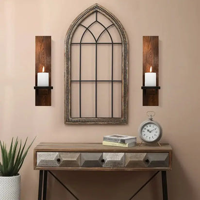 Set of 2 Woode Wall Candle Sconces - sleek-selections