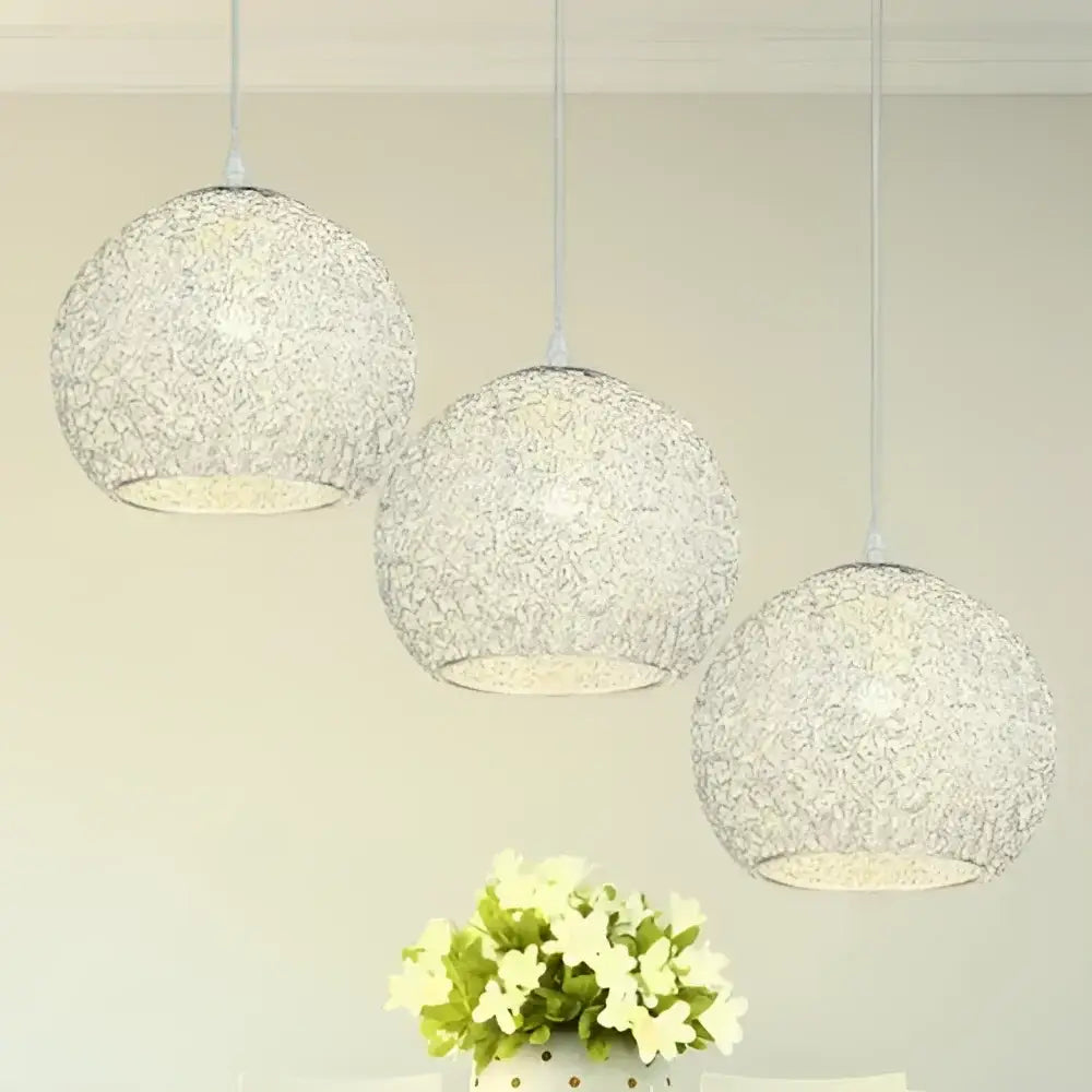 Three spherical pendant lights.
