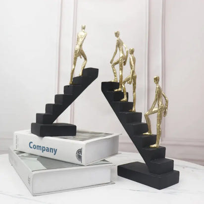 Simple Modern Black Gold Staircase Sculpture - sleek-selections