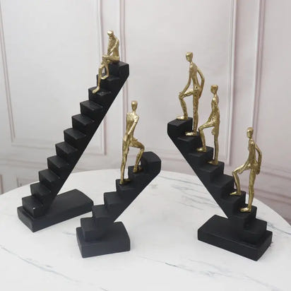 Simple Modern Black Gold Staircase Sculpture - sleek-selections