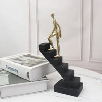 Simple Modern Black Gold Staircase Sculpture - sleek-selections