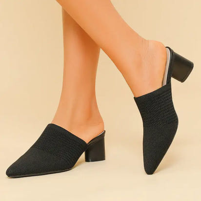 Slip On Baotou Pointed Toe Block Heels - sleek-selections