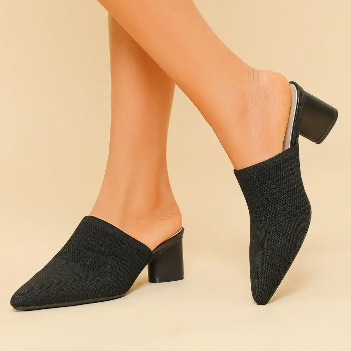 Slip On Baotou Pointed Toe Block Heels - sleek-selections
