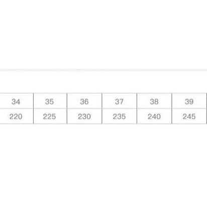 Shoe size chart for Slip On Embroidered Sandals showcasing quirky slip footwear options