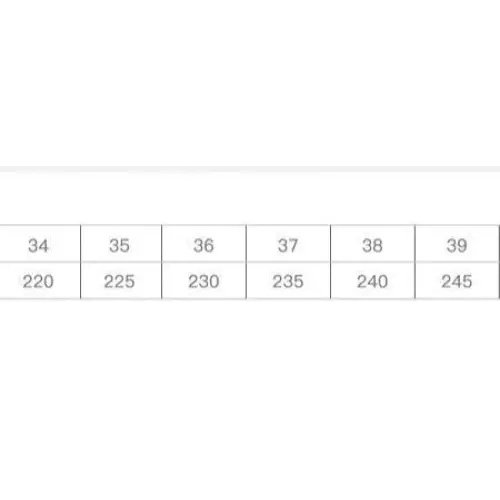 Shoe size chart for Slip On Embroidered Sandals showcasing quirky slip footwear options