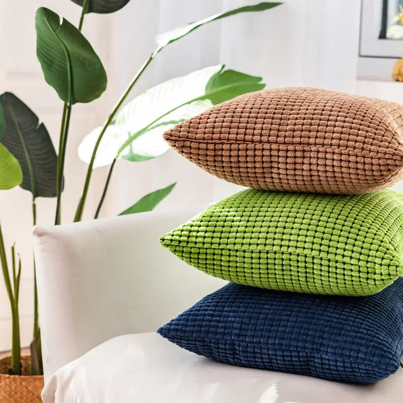 Stacked plaid corn kernel Kernel Square Cushion throw pillows for cozy decor