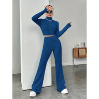 Blue knit two-piece set.