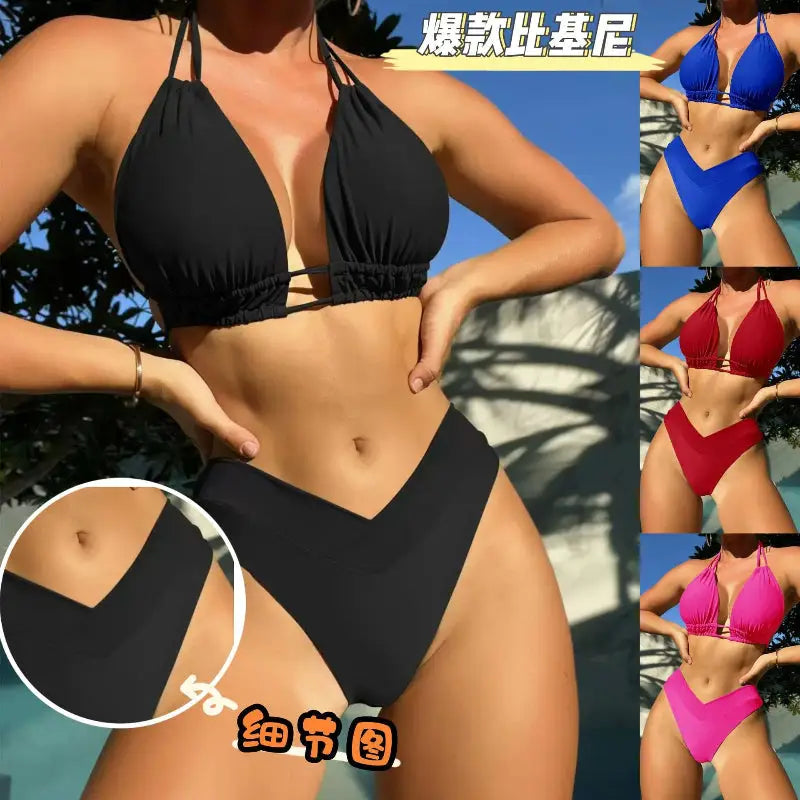 Women’s halter bikini swimsuit.