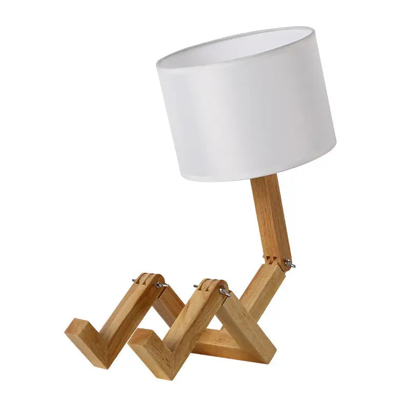 Solid Wood Robot Creative Table Lamp - sleek-selections