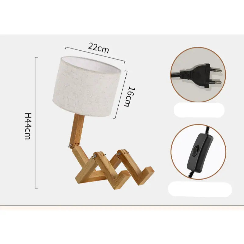 Solid Wood Robot Creative Table Lamp - sleek-selections