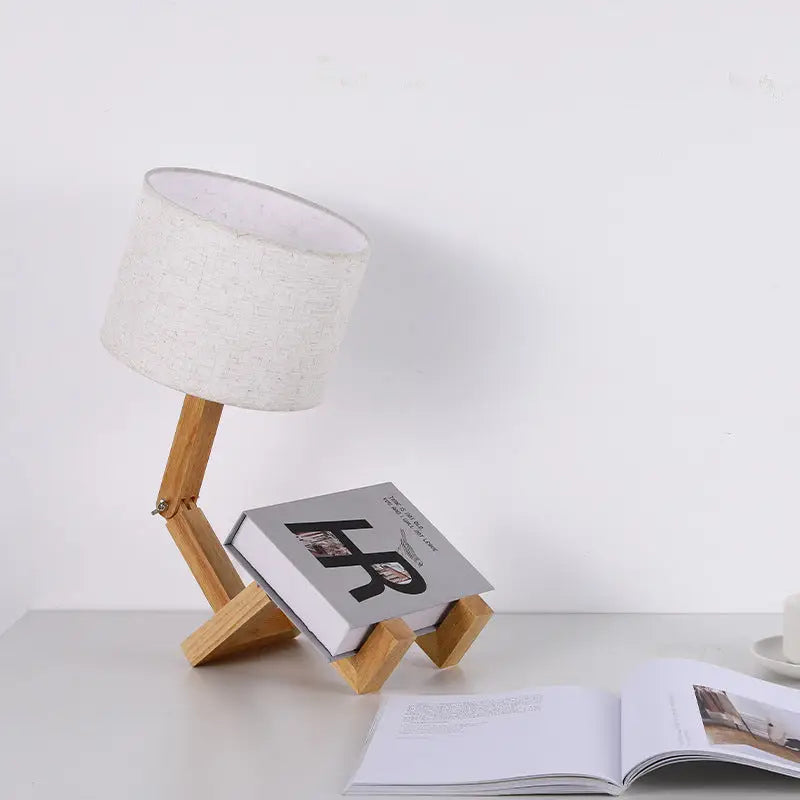 Solid Wood Robot Creative Table Lamp - sleek-selections