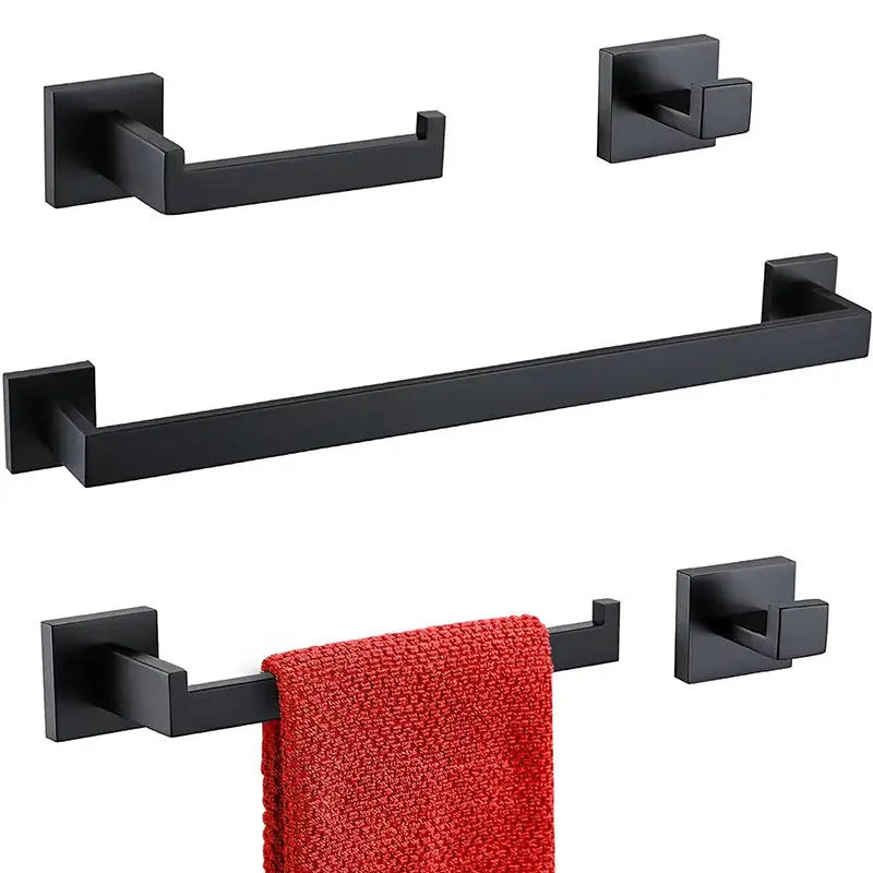 Black bathroom hardware set.
