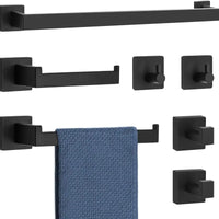 Black bathroom hardware set.