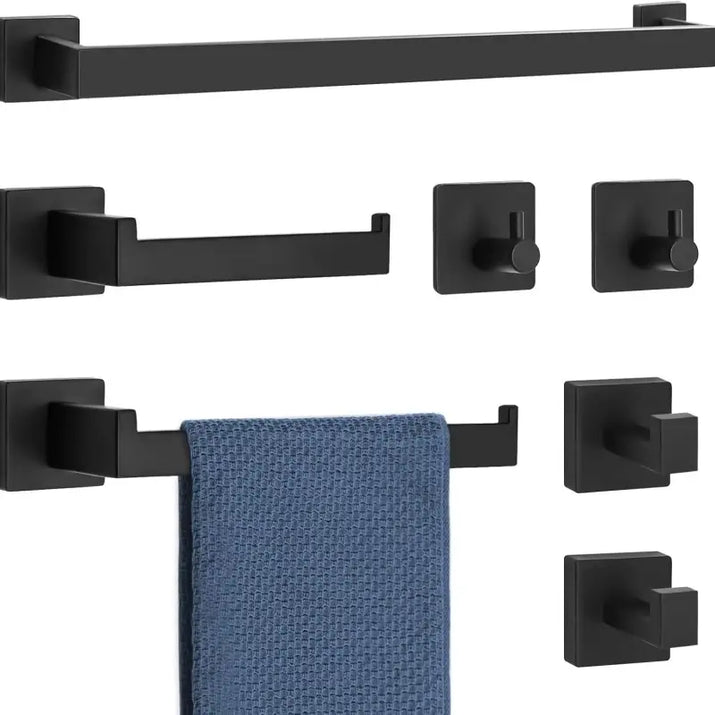 Black bathroom hardware set.